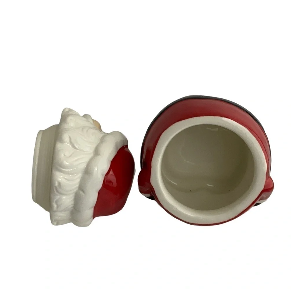Santa Cookie Jar Nostalgic Christmas Holiday Jar Tight Seal Red White